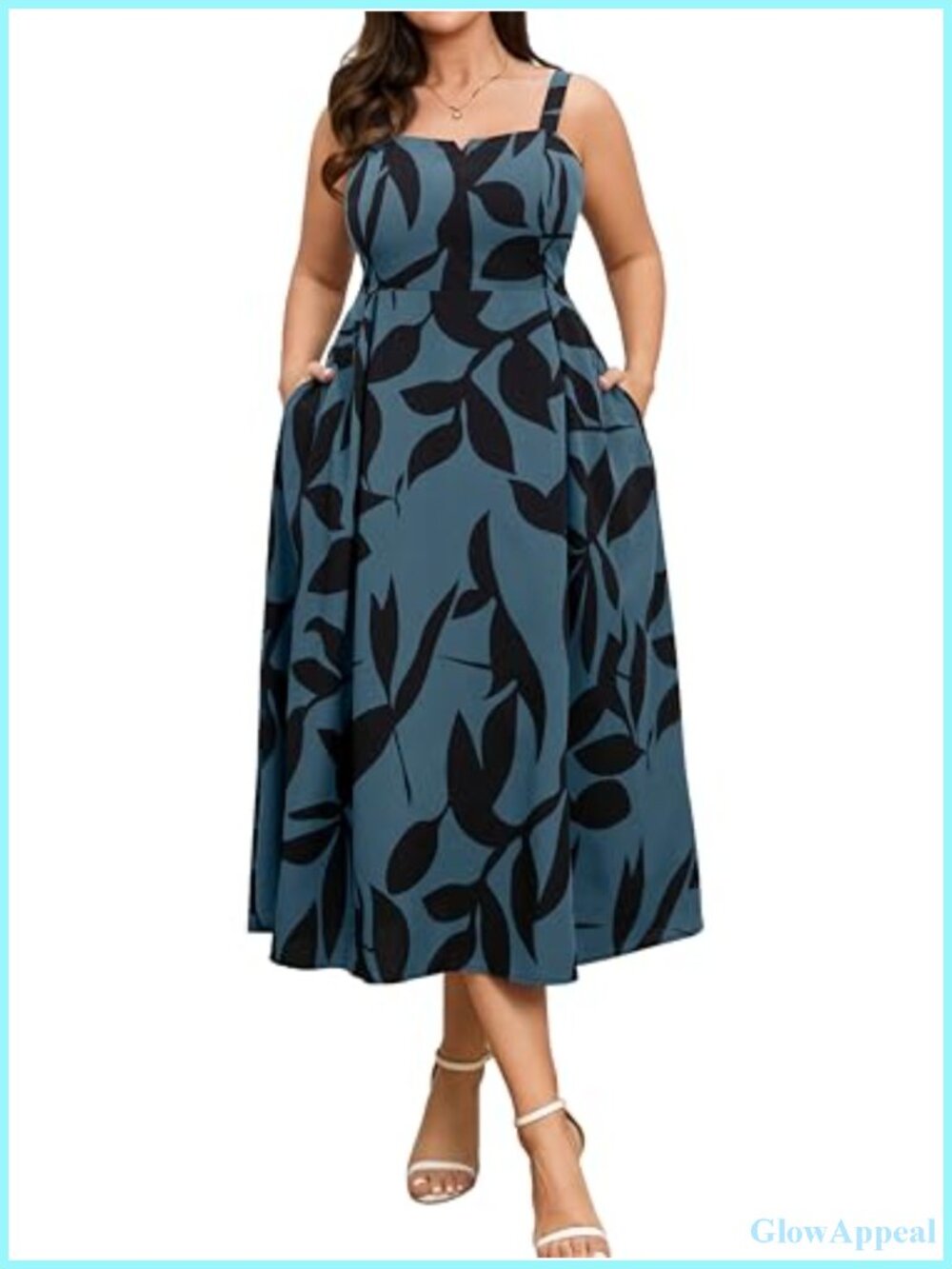 Plus Size Sleeveless Maxi Dress V Neck Smocked Back with Pockets
